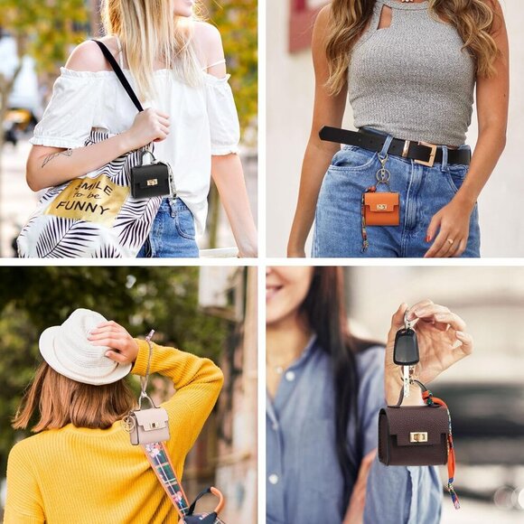 Mini Backpack Keychain for Women,Small Change Pouch Coin Purse Twist-lock with K - Picture 5 of 5